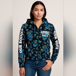 Harris Walz Floral Zip Hoodie Designers for Democracy Ulla Johnson XL USA